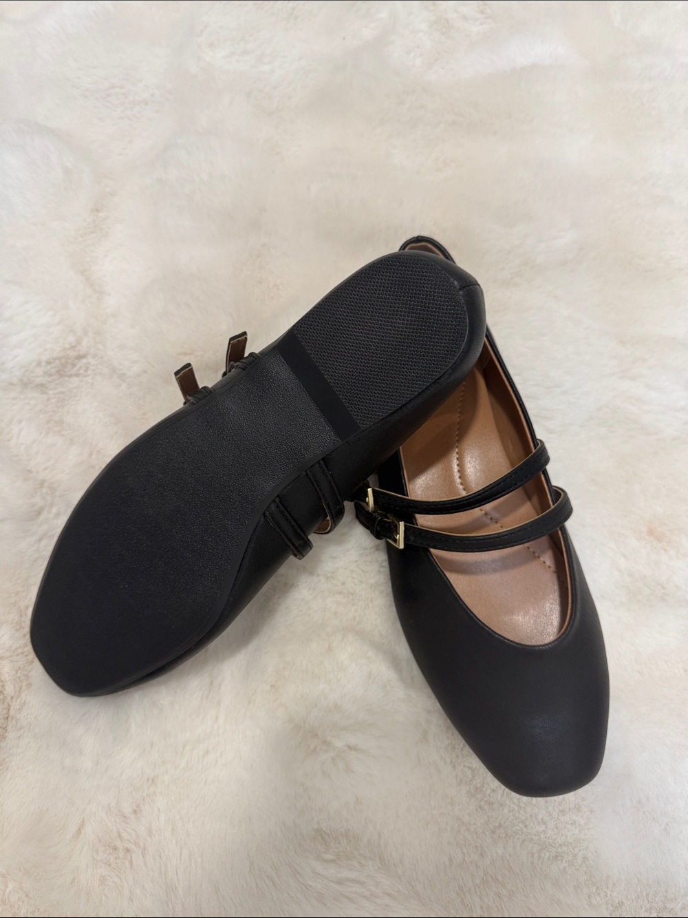 Dolce Vita Black Double-Strap Mary Jane Flats with Gold Buckles - Picture 5 of 5